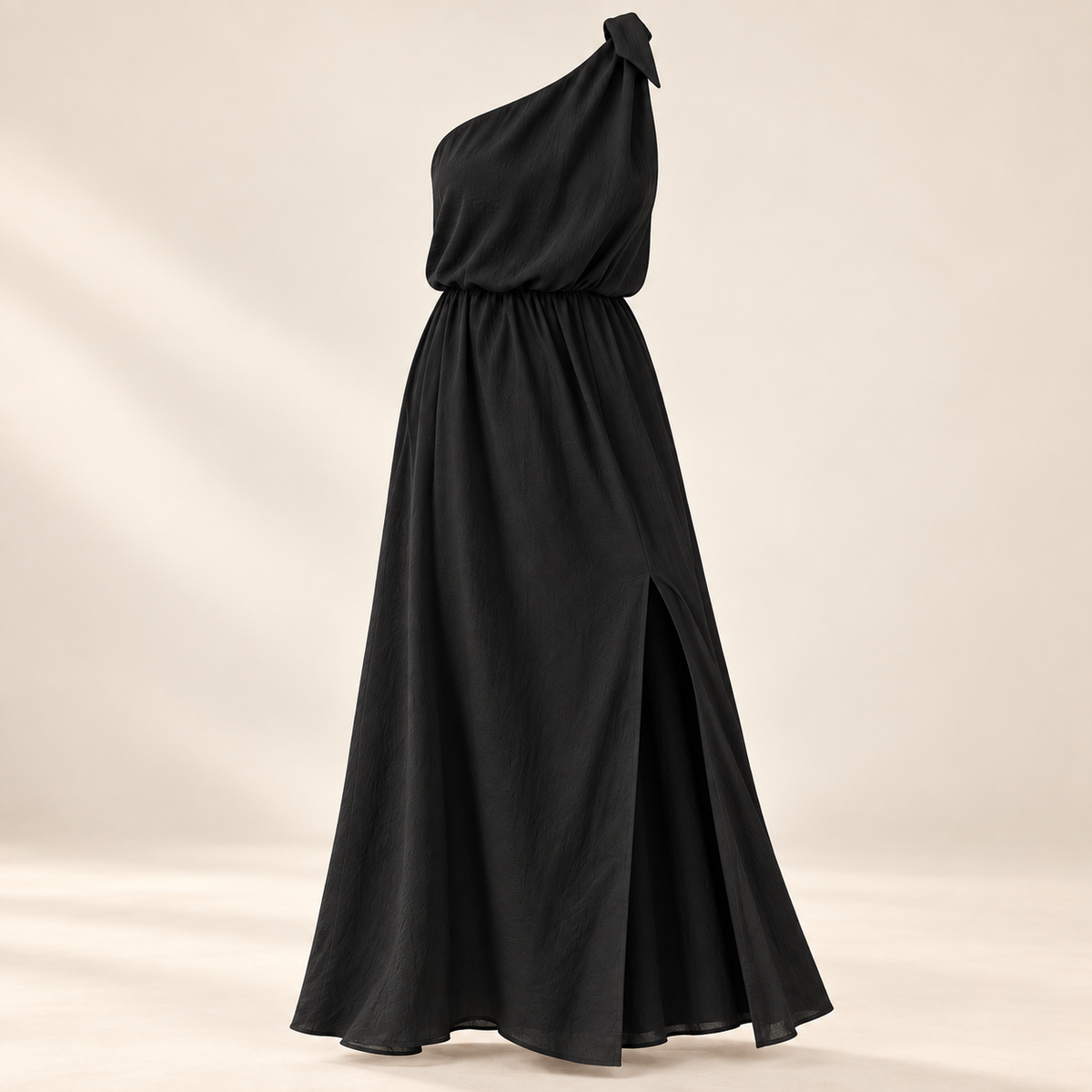 Sofia One-Shoulder Maxikleid Schwarz